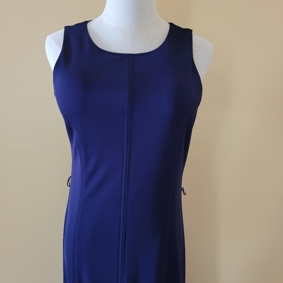 Banana Republic Blue Sleeveless Midi Dress Sz 8 - Picture 2 of 11